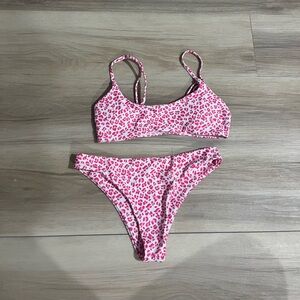 Pink cheetah print xs shein bikini set